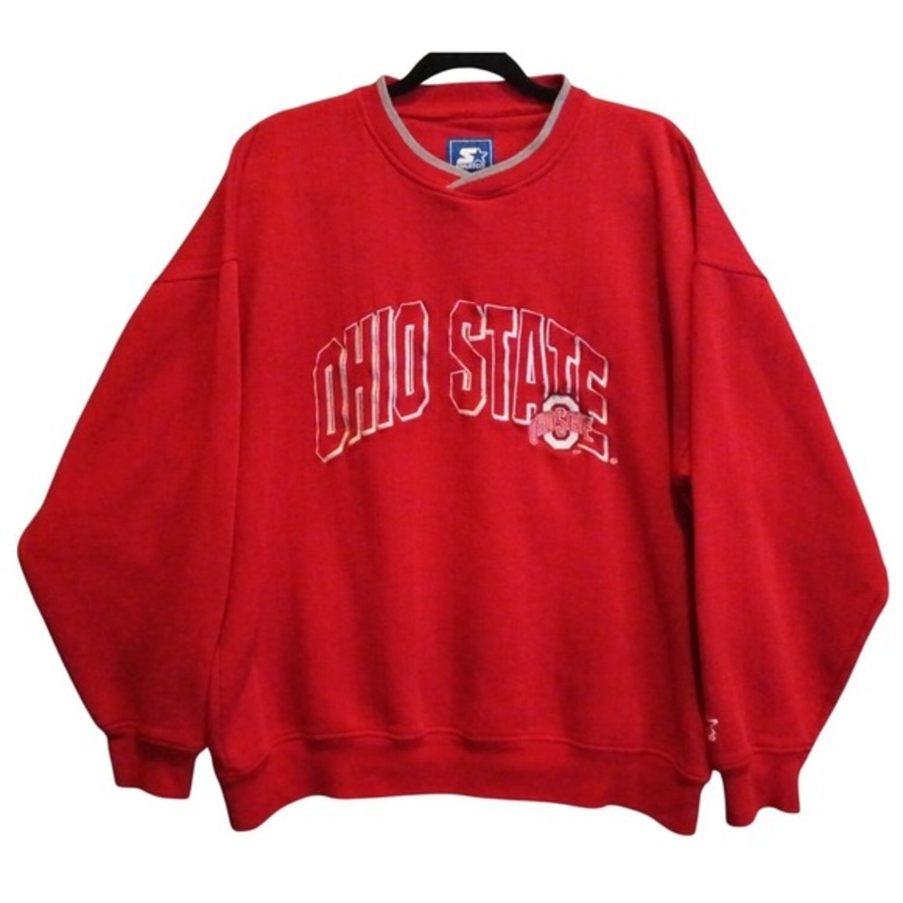 Starter Mens XL Ohio State Collegiate Red Vintage Crewneck Pullover Sweatshirt